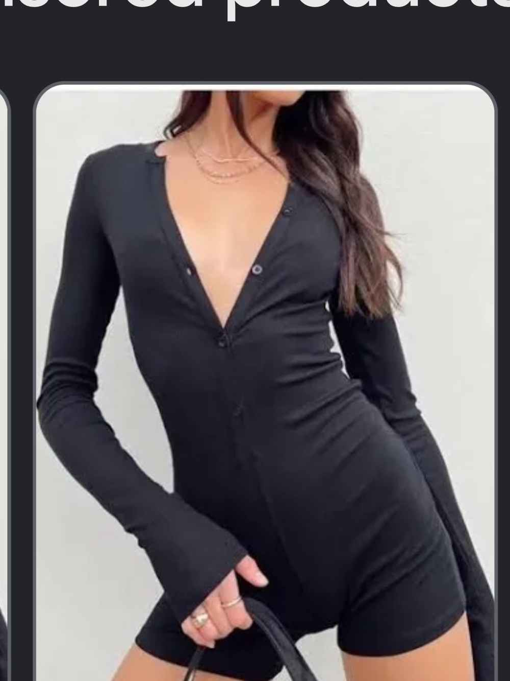 Lioness Black Ribbed Long-Sleeve Button Romper